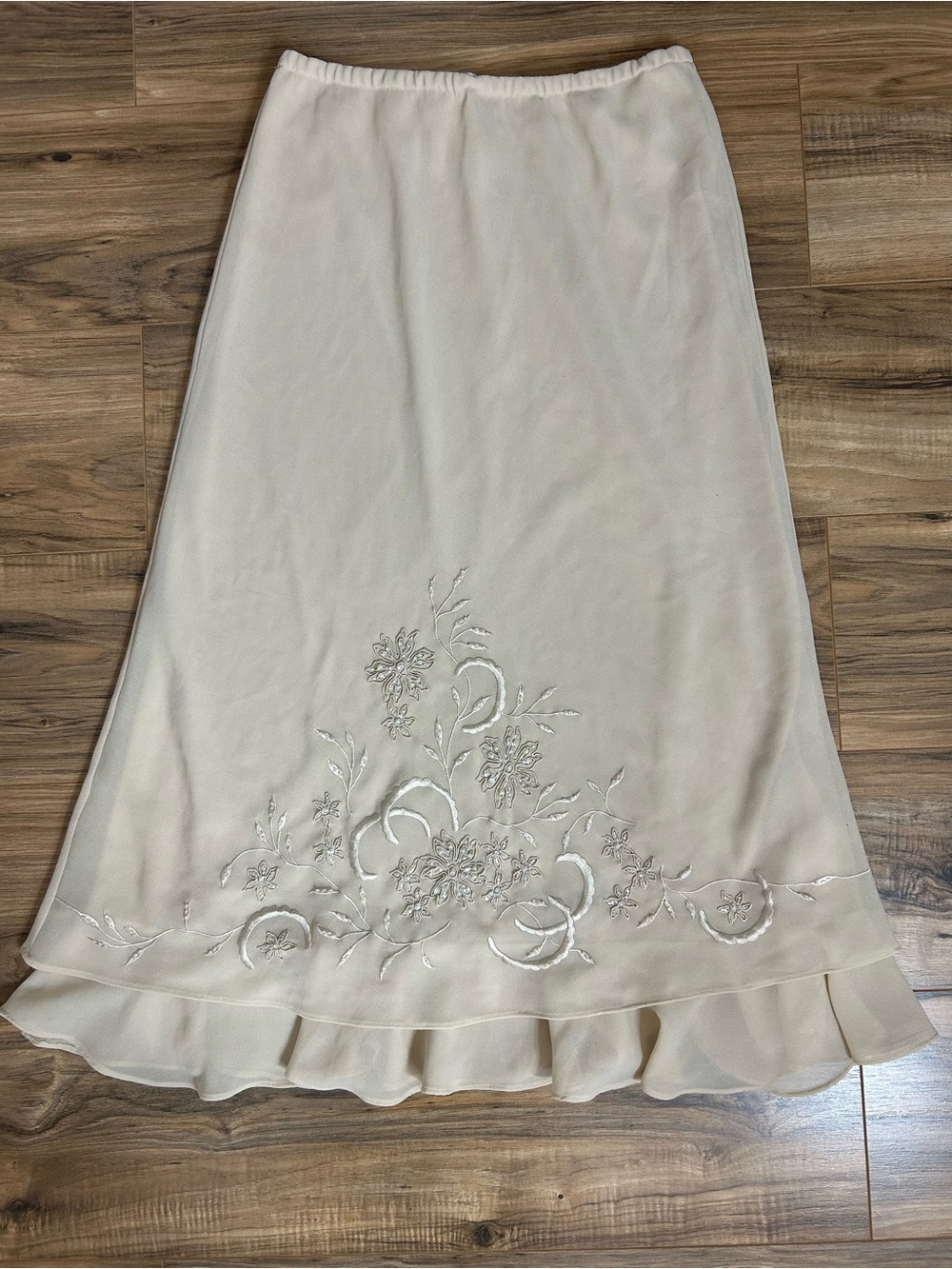 Beige Skirt w/ Beading and Embroidery